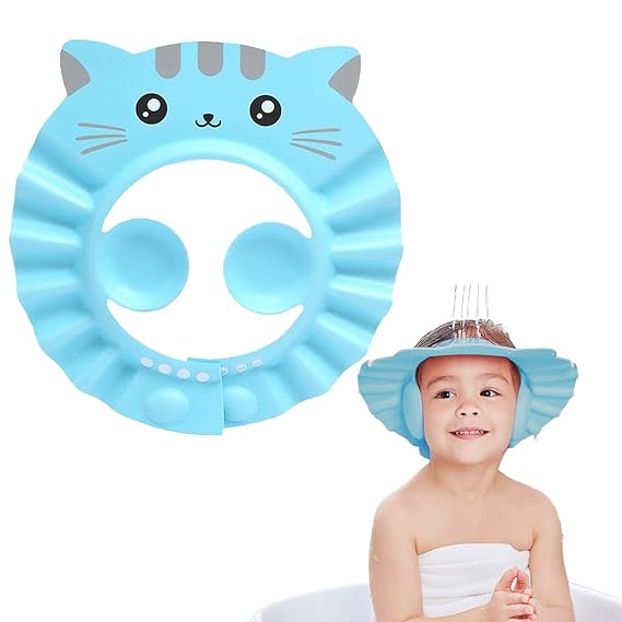 Baby Shampoo Cap Waterproof Baby Shower Cap Adjustable Bathing Hat Visor Hat with Ear Muffler for Toddler Infants Kids