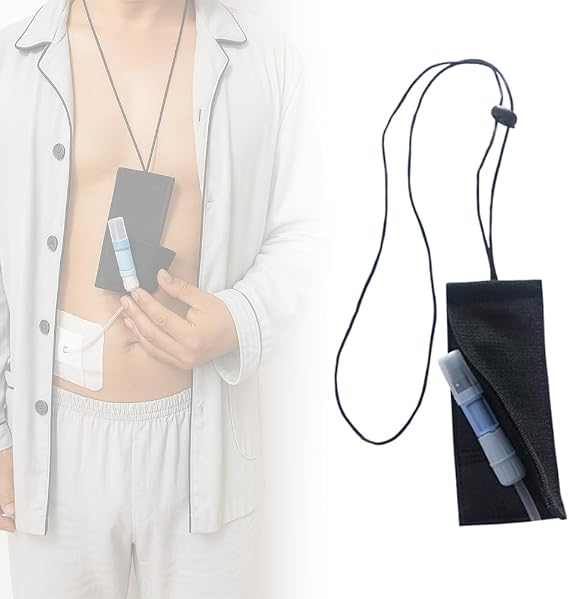 Peritoneal Tube Holder Bag with Adjustable Neck Lanyard, PEG G Feeding Line Transfer Set Storage Pouch, PD Catheter Support for Dialysis Patients