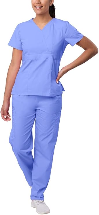 Sivvan Scrubs for Women - Mock Wrap & Cargo Pants Scrub Set