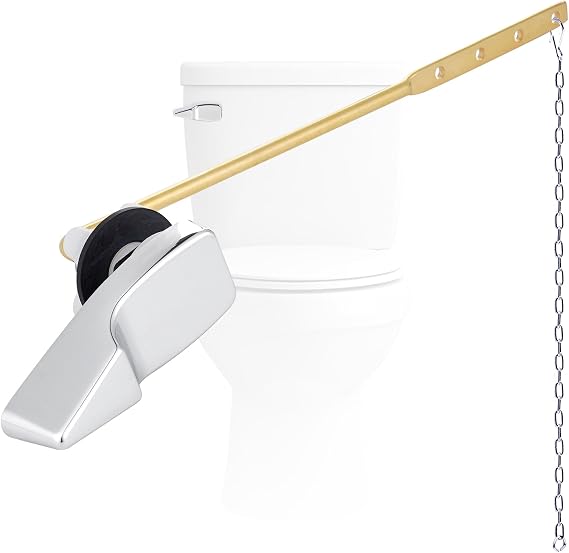Universal Front Mount Metal Toilet Handle Replacement Kit, Chrome | Compatible with American Standard/Mansfield/Gerber/TOTO, Toilet Tank Flusher Lever with Flapper Chain