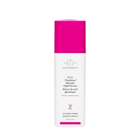 Drunk Elephant T.L.C. Framboos Glycolic Serum - Exfoliating AHA Serum - Clean Clinical Skincare - Cruelty-Free - Dermatologist-Tested - Free of Essential Oils, Silicones, and Fragrance