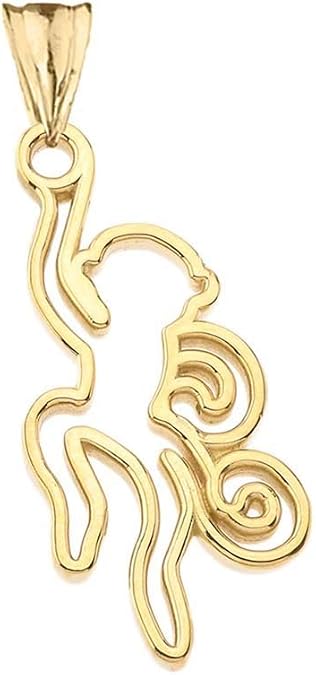 Fine 14k Gold Monkey Outline Charm Pendant