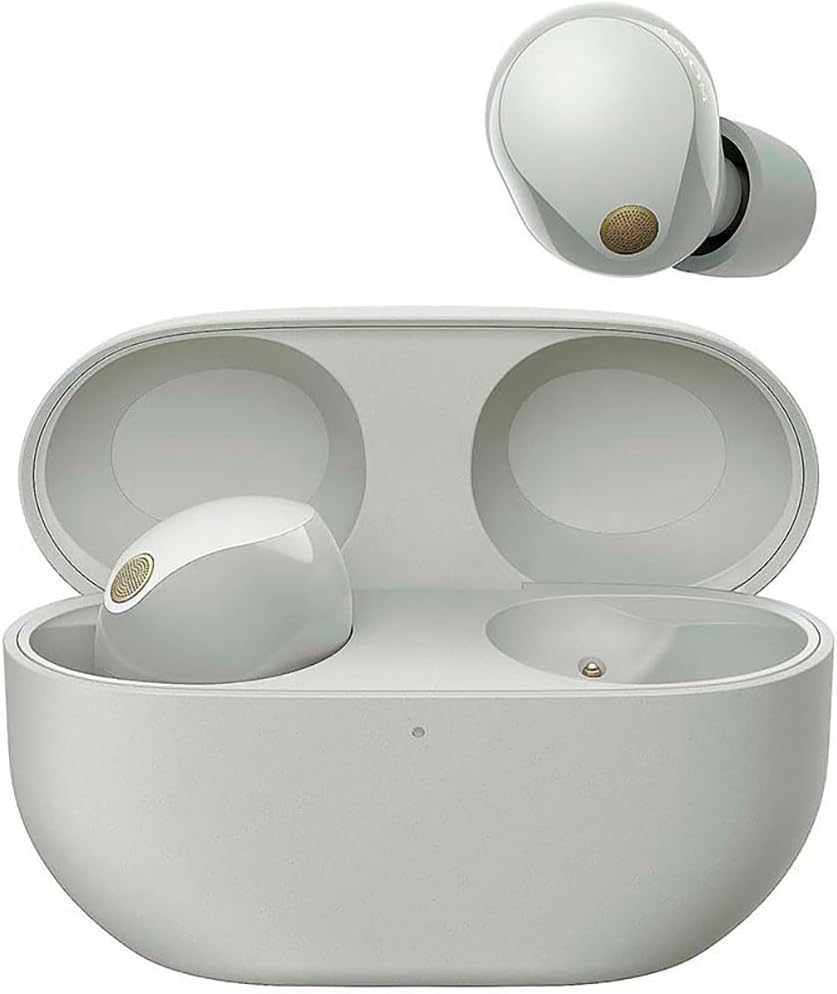 Sony WF-1000XM5 wireless noise canceling headset, Bluetooth, in-ear headset, microphone, up to 24 hours battery life, fast charging function, IPX4, iOS and Android compatible, silver, small