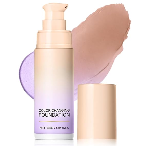 Color Changing Foundation with Centella Asiatica - Weightless Hydrating Liquid Foundation (Purple-02)
