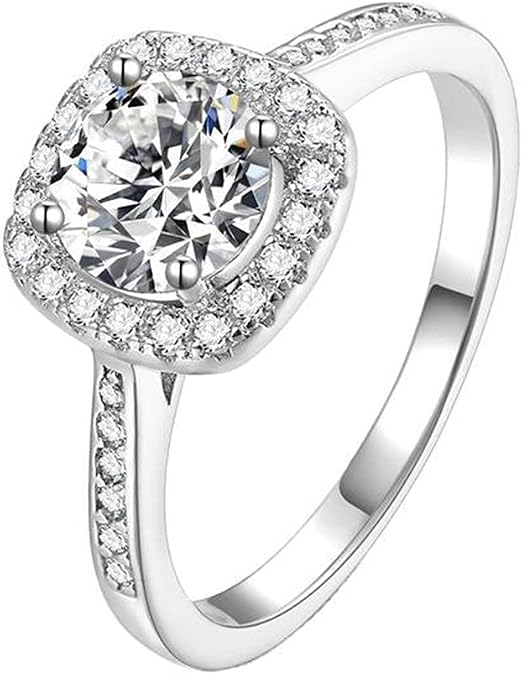 StarGems 1-3ct Moissanite 925 Sterling Silver Platinum Plated Zirconia Bezeled Vintage Four Prong Ring B4447
