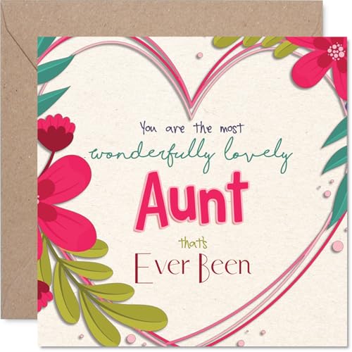 Stuff4 Aunt Birthday Card - The Most Wonderfully Lovely - Happy Birthday Card for Aunt from Nephew Niece, 5.7 Inch Colourful Floral Design Bday Greeting Cards