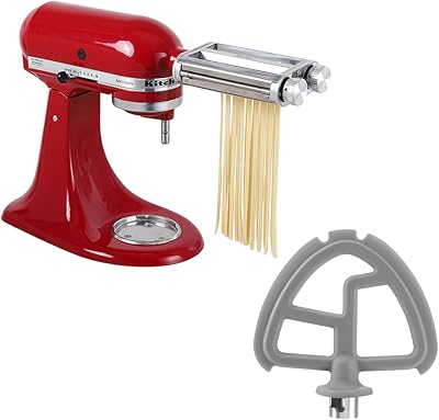 Pasta Maker & Silicone Flex Edge Beater Attachments for KitchenAid Stand Mixers