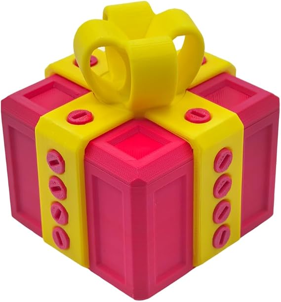 sofarefinish 3.14'' Annoying Gift Box with Screws, Prank Gift Box, Gift Card Box, Container for Gifting Money, Hilarious Money Card Container (Red Box with Light Yellow Ribbon)