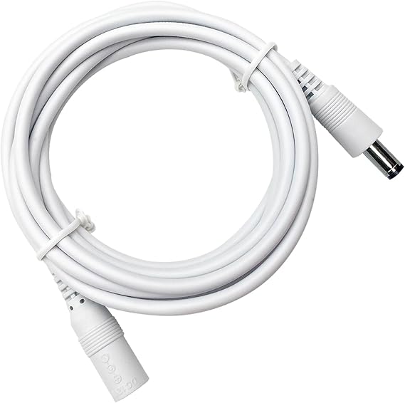 6ft 2M DC Power Extension Cable, Premium Pure Copper DC 12V Power Adapter Extension Cord 5.5mm x 2.1mm for CCTV Security Camera/Router/LED Strip Light/Printer/Monitor and More-White