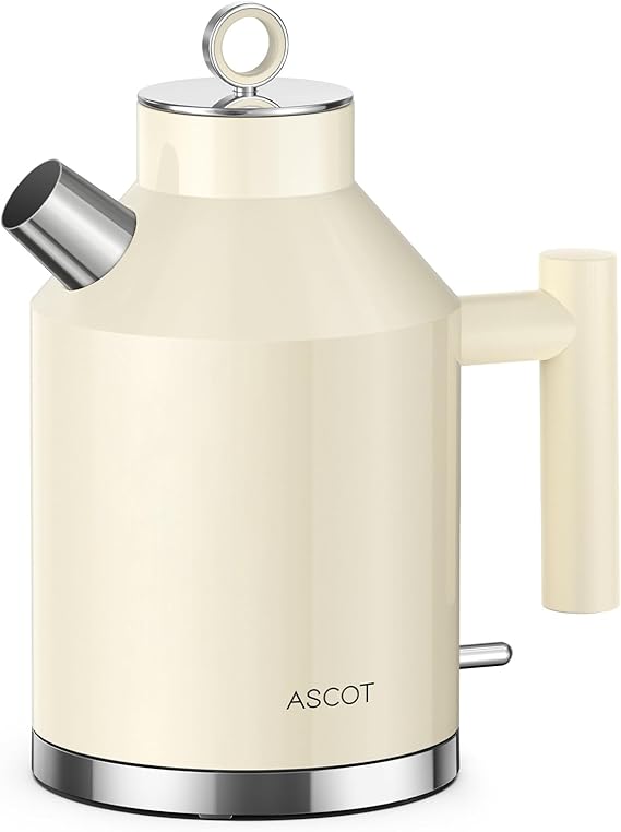 ASCOT Electric Kettle, 1.5L Stainless Steel Interior, 1500W, Cream
