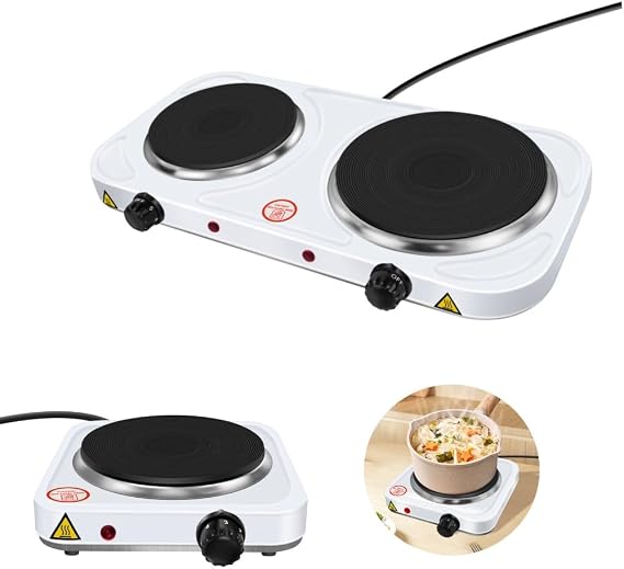 1000W Electric Hotplate Portable Kitchen Table Top Cooker Stove Single Hot Plate 2 Power Levels Electric Stove for for Home, Camping & Caravan Cooking