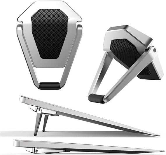 Portable Invisible Laptop Stand, Ergonomic Mini Aluminum Alloy Cooling Pads Computer Stand(Silver)