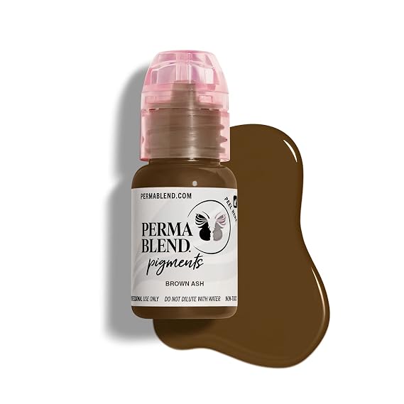 Perma Blend Brown Permanent Makeup for Eyebrows, Used for Microblading and, Professional Cosmetic Pigment - Brown Ash, .5 oz.