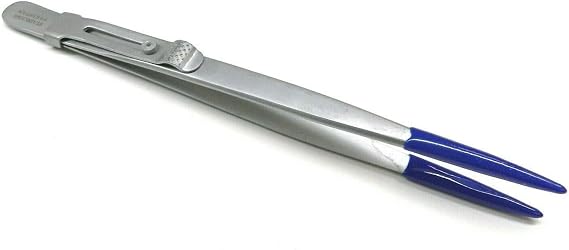 PVC Tip Tweezers Locking Fine Point Soft Rubber Tipped Slide Lock 6-1/4" Tweezers/Jewelry Tool/Tweezers Tips Have Rubber Coating for Securely Holding to Not Mar or Scratch the Article By JTS