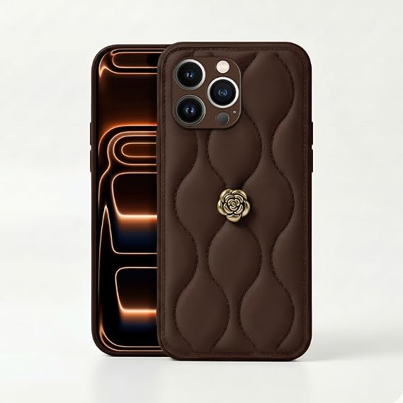 Zebana Apple iPhone 16 Pro ile Uyumlu Kılıf Zebana Camellia Deri Kılıf Kahverengi