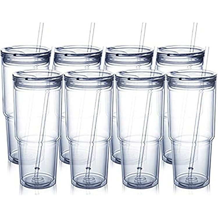 Clear Classic Tumbler With Reusable Straw 8, Transparent