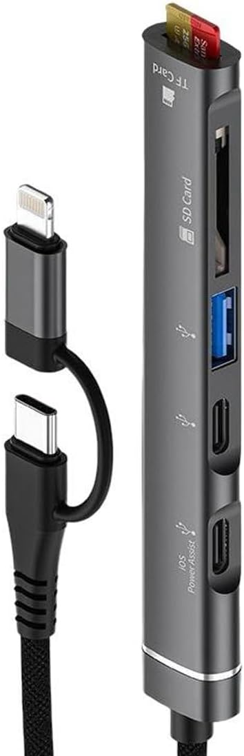 Coverzone Type-C ve lightning Uçlu Değiştirilebilir Başlık iPhone 15 Uyumlu SD Kart TF Kart Micro SD Kart Okuyucu USB 3.0 Girişli Tak Çalıştır ZR563