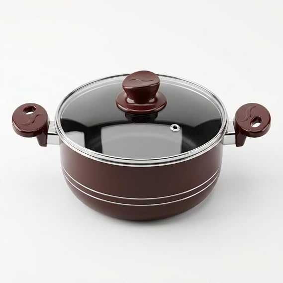 Papilla Assos Derin Tencere - Bordo Renkli, Çift Çizgi Detaylı Cam Kapaklı Yanmaz Yapışmaz Tencere 20 cm ve 26 cm Seçenekli
