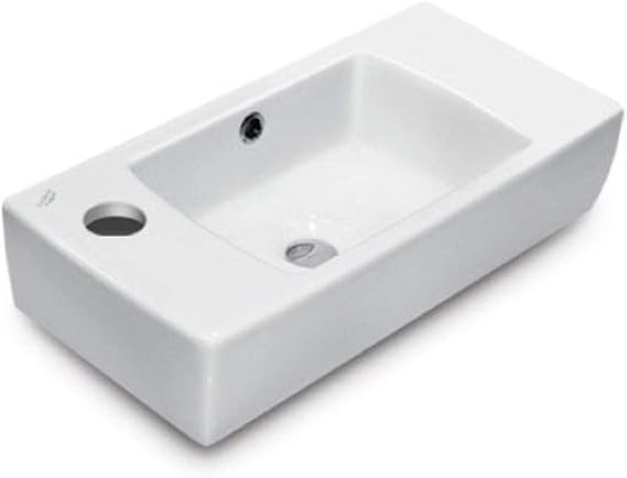 001600-U-One Hole City Rectangular Ceramic Wall Mounted/Self Rimming Bathroom Sink, White
