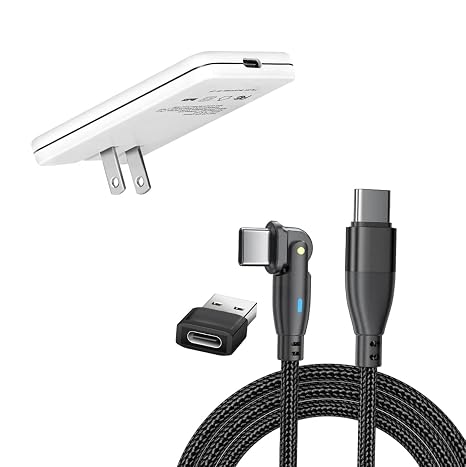 USB C to USB C Fast Charging Cable with USB A Adapter and USB C Charger Plug and Ultra-Thin 30 Watt Fast Charger, Foldable Plug, Slim Charger for USB Type C, Compatible with Apple & Android Devices