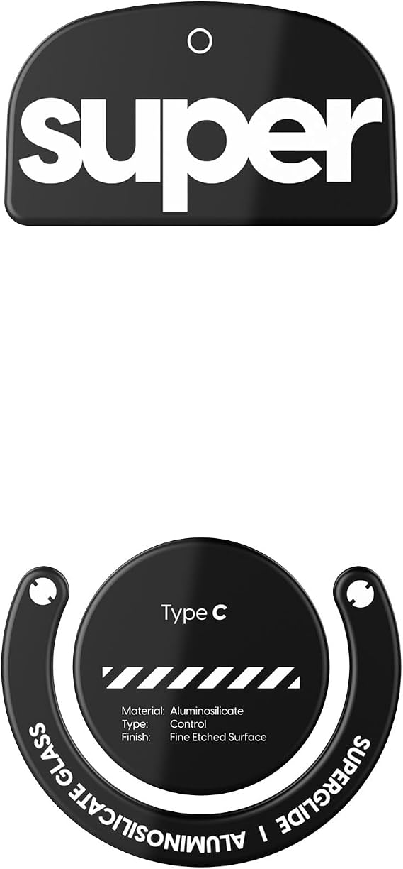 Superglide Glass Mouse Skates for Logitech G Pro X Superlight1 - Polished Round Edge, Ultra Smooth, Durable Gaming Mouse Feet (Type-C, Black)
