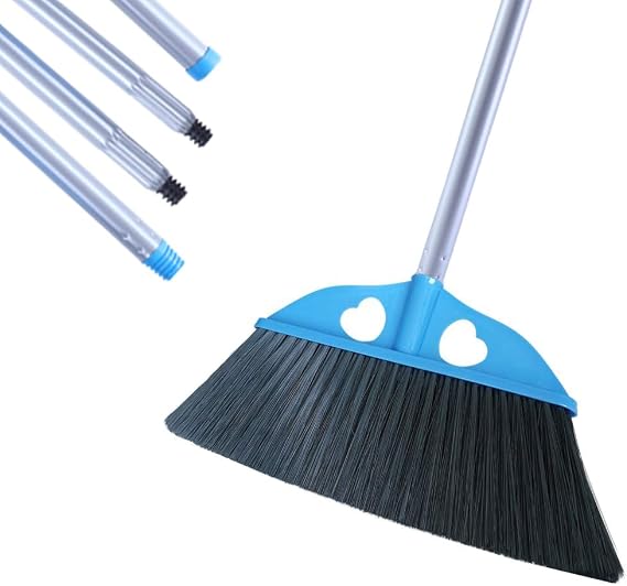 YONILL Indoor Dust Broom with Long Handle - Angle Broom for Hardwood Floor Cleaning Inside Soft Sweeping Brooms for House and Kitchen