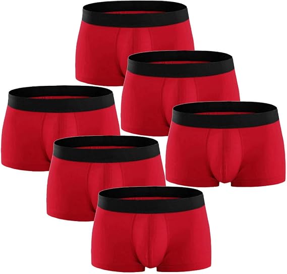 Men's Solid Color Cotton Boxer Briefs 6-Pack,Comfort Breathable Wicking Boxer Briefs Shorts Elastic Everyday Underwear