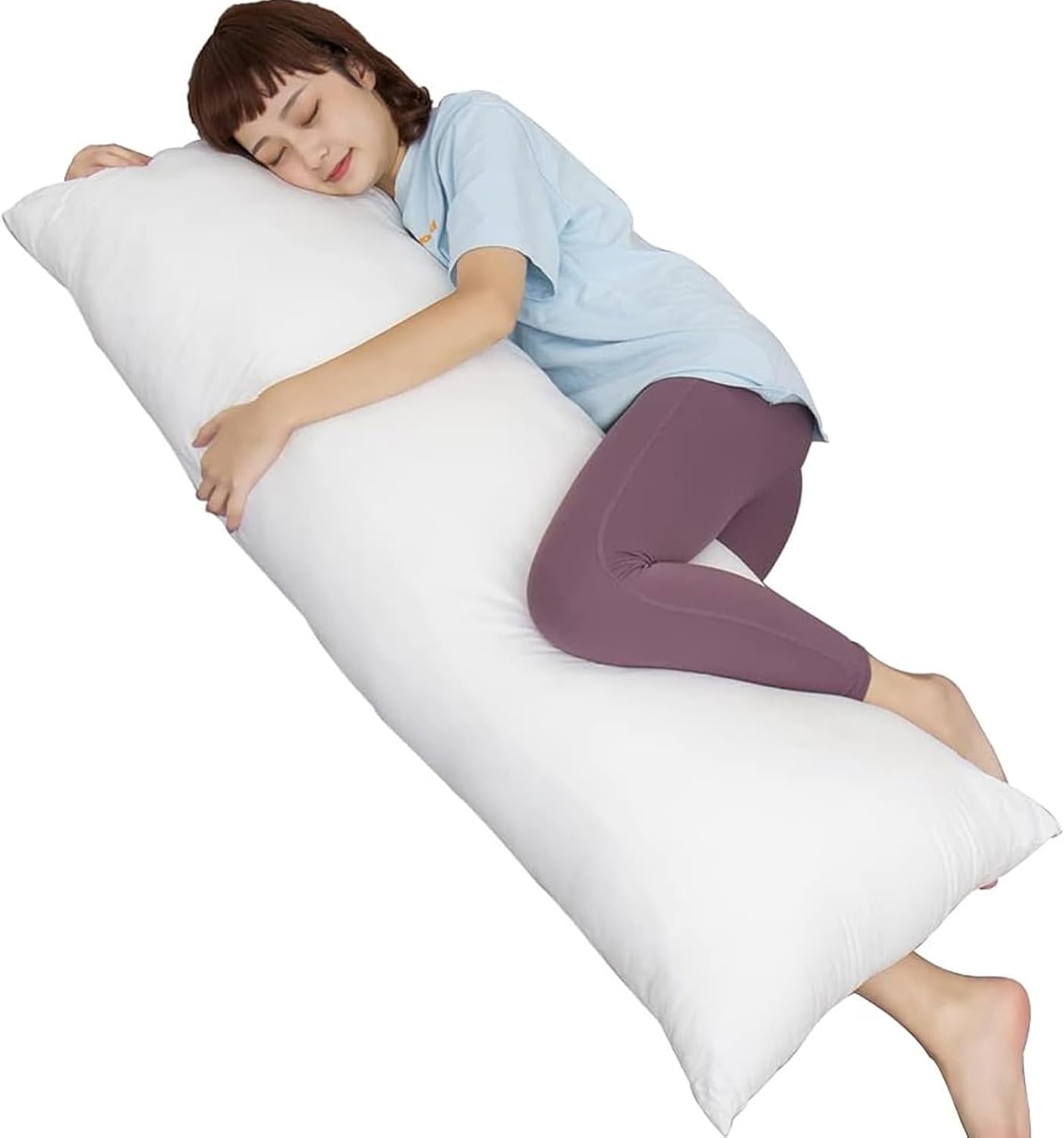 Body Positioner Pillow Large Size Unisex Soft and Squeezable Life-size Hugging Pillow for Side Sleepers Fluffy and Comfortable Long Cushion with Washable Pillow Cover Included White