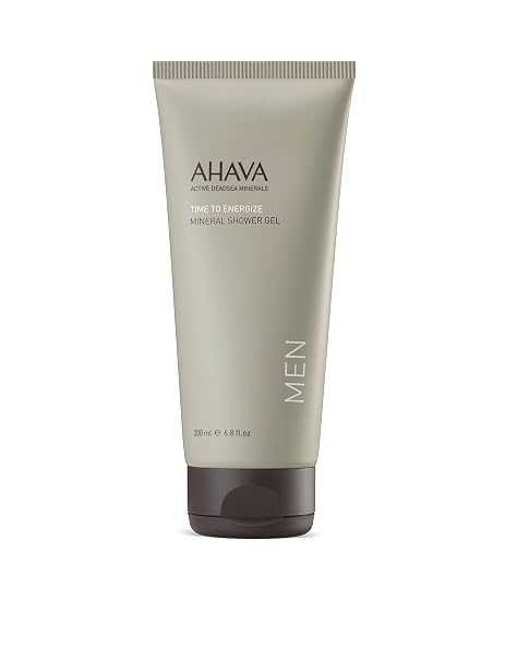 AHAVA Time To Energize Men's Mineral Shower Gel - Refreshing Shower Gel, Soothing, Energizing & Skin-Friendly Cleanser, with Osmoter, G-Force, Aloe Vera, Allantoin & Zinc, 6.8 Fl.Oz