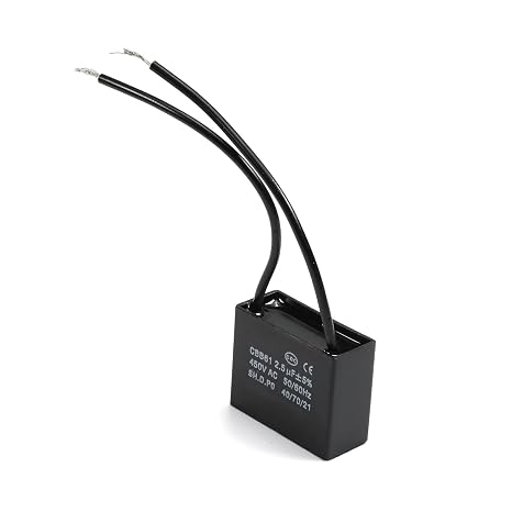 CBB61 Run Capacitor 450V AC 2.5uF 2 Wires Metallized Polypropylene Film Capacitors for Ceiling Fan 1Pcs,Aicosineg