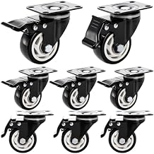 Yarlung 8 Pack 3 Inch Caster Wheels, Heavy Duty Swivel Plate Casters with Safety Brake, 360 Rotating Caster No Noise Wheel for Cart, Furniture, Workbench
