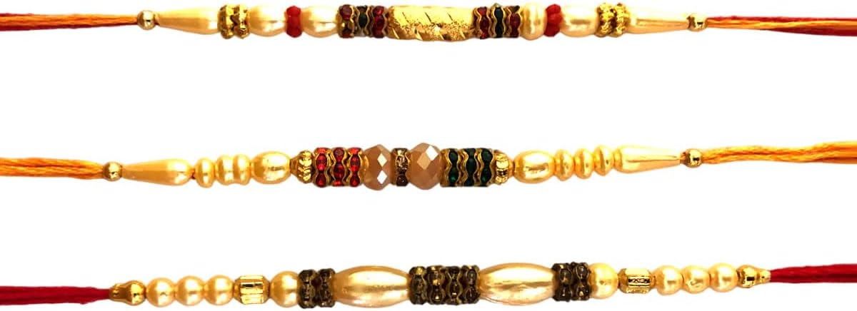 Set of 3 Rakhi for brother Bhaiya Bhabhi Gift Set for family Raksha Bandhan Festival Rakhi for Bhaiya and Bhabhi Indian designer latest Rakhi for bhai Thread bracelets