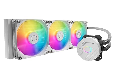 MasterLiquid 360 Core 360mm AIO White Edition,Liquid Cooler, 3 * 120mm ARGB&PWM Fans, 360mm Radiator for AMD Ryzen AM5/AM4/AM3, Intel LGA1700/1200/115X