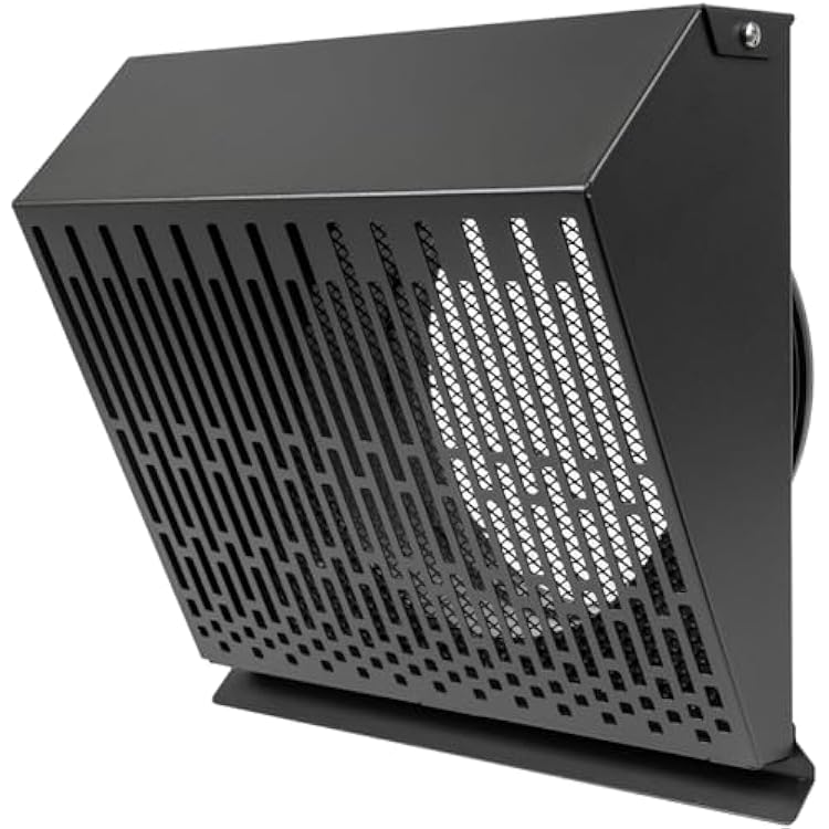 Vent Systems 8 Inch Exhaust Vent Cover with Rubber Gasket - Graphite Black Galvanized Steel - Robust and Weatherproof Outdoor Air Exhaust Box - Duct or Surface Mounting - Rain, Snow Protection