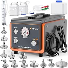 FOXWELL PRO One Man Brake Bleeder Kit Dual-Pump Smart Pulse Fluid Exchanger, Automatic Brake Bleeding Tool with 13 Adapters, Precise Gauge & Dual-Switch Safety, Air-Free Power Brake Fluid Bleeder
