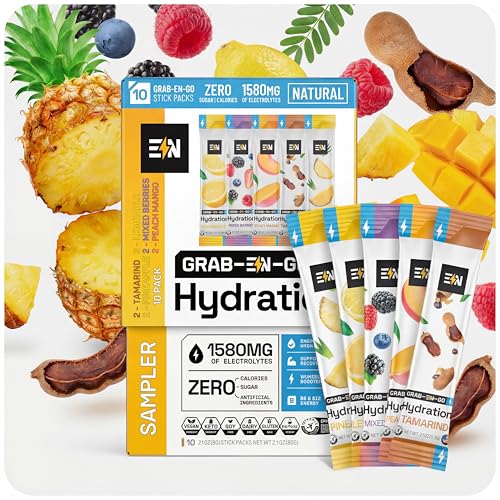 Engineered Nutrition Sugar-Free Electrolyte Powder Packets - Sampler Pack - Keto Hydration Packets with Magnesium, Potassium & Sodium - Zero Calorie, Vegan, Non-GMO, Gluten-Free - 10 Single Servings
