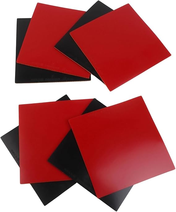 Table Tennis Rubber with Hard Sponge for Fast Attack, 2.2mm Thickness Reverse Pips-in Sheet, High Spin Control for Ping Pong Bat Replacement, Red and Black, 4 Pairs