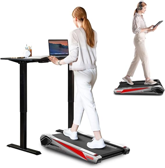 Egofit Walker Pro Under Desk Treadmill Walking Pad Compact Walking Treadmill with Incline 5 Fit Standing Desk, 3.1MPH Installation Free fits Small Spaces for Work from Home