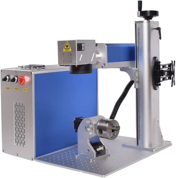 Ovsuqu Fiber Laser Engraver JPT LP 30W(0.874mW Output) Fiber Marking Machine with 80mm Rotary Axis Metal Laser Engraving Machine 200x200mm+300x300mm for Metal