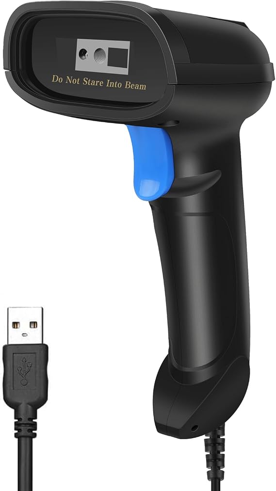 1D 2D QR Handheld Barcode Scanner, Wired Bar Code Reader Cordless Handheld Barcode Scanner Compact Plug and Play
