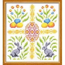 Povitrulya Happy Easter - Counted Cross Stitch Sampler kit for Easy Embroidery
