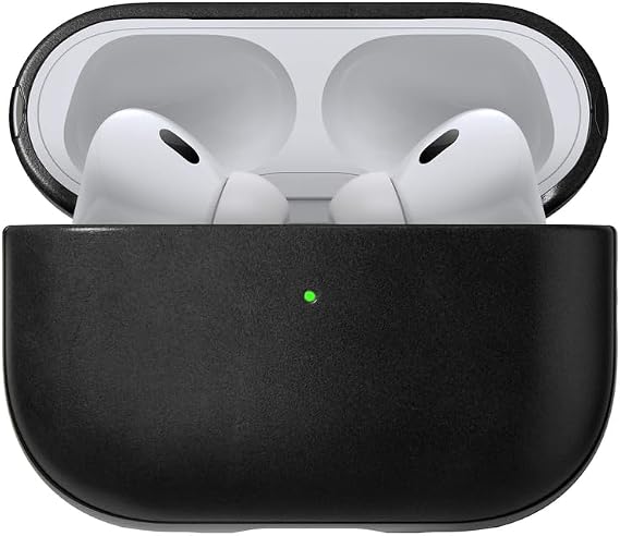Nomad Airpods Pro 2 Case in Black Horween Leather, AirPods Pro 2nd gen Case Cover, Compatible with AirPods Pro Case 1st gen and 2nd, Case Cover, Qi and MagSafe Charging Compatible