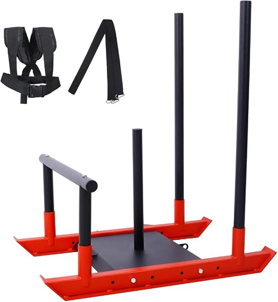 Elountik Weight Training Pull Sled, Fitness Strength Speed Training Sled, Steel Power Sled Workout Equipment for Athletic Exercise and Speed Improvement