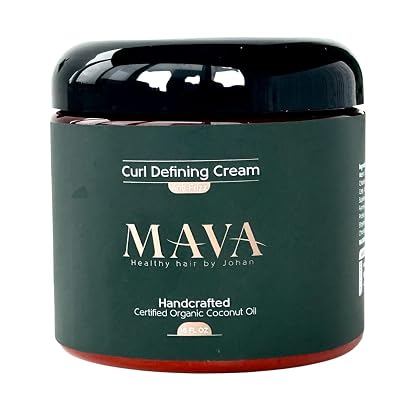 Mava -Curl Defining Cream, Coconut Oil, and Oat & Bamboo Extracts, Curl Defining Cream for Chemically Treated & Naturally Coarse Hair, 16oz