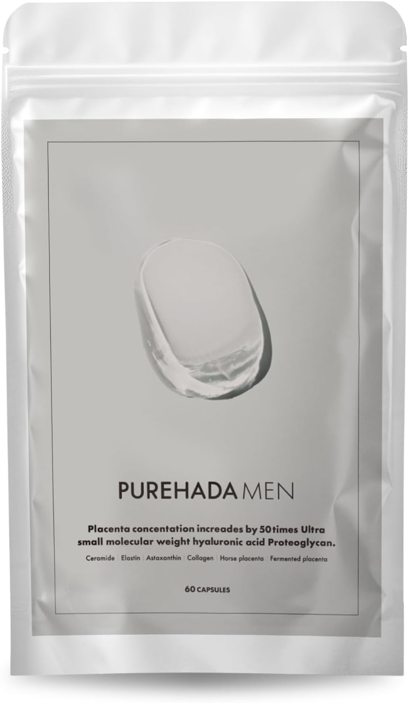 Mens All-in-One Beauty Supplement, Placenta, Hyaluronic Acid Supplement, Ceramide, Elastin, Astaxanthin, Collagen, Dryness, Moisturizing, Mens Supplement, Purehada Men, 30-Day Supplement, Estimated
