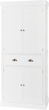 72" Kitchen Pantry Cabinet, Freesatnding Storage Cabinet Cupboard with 4 Doors and Drawer, Large Storage Utility Storage Cabinet for Living Room Kitchen Hallway, White