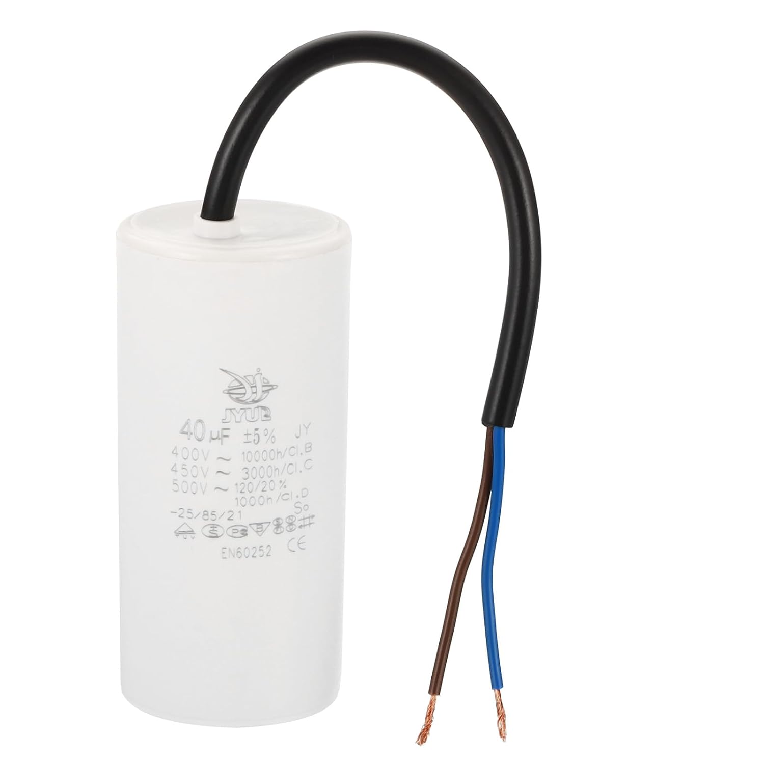 PATIKIL CBB60 40uf Running Capacitor,1Pcs AC 450V 2 Wires 5060Hz Cylinder 96x44mm for Water Pumps, Washing Machines Motor Start