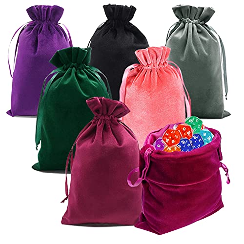 18 Pcs Drawstrings Velvet Bags, 6 X 9 Inch Mixed Colors Velvet Tarot Rune Bags Dice Bag Gift Bag for Jewelry, Wedding Favors, Candy Bag, Party Favors,Travel