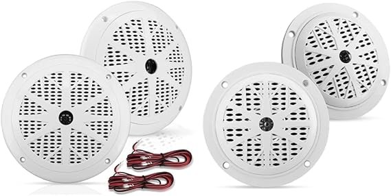 6.5 Inch Dual Marine Speakers Waterproof and Weather Resistant Outdoor Audio Stereo Sound System & 4 Inch Dual Marine Speakers-Waterproof and Weather Resistant Outdoor Audio Stereo Sound System