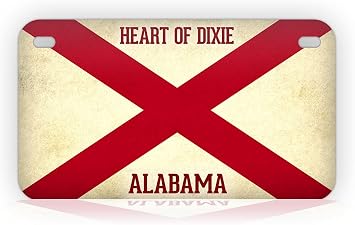 Heart of Dixie Alabama Flag Motorcycle License Plate Antique Americana Textured AL State Mini-Sized Auto Tag